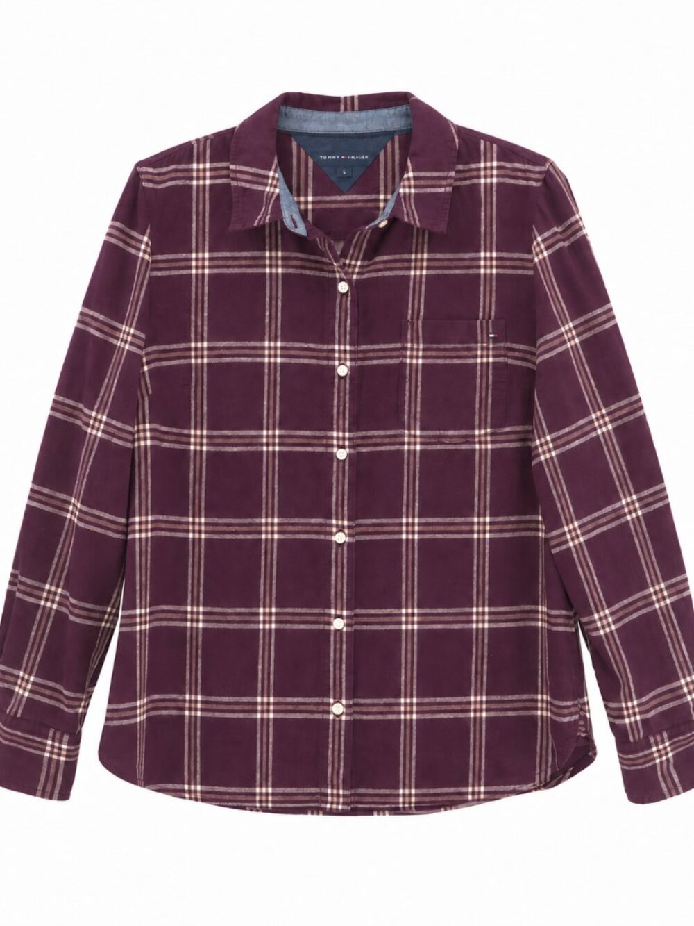 Tommy Hilfiger, Button-Up Shirt, Purple Plaid, Women's Size Medium